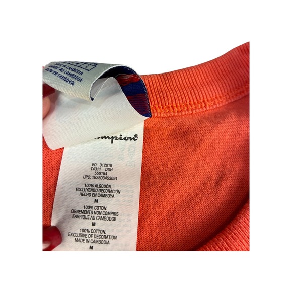 Champion 100th Anniversary Orange Graphic T Shirt Medium M Logo Tee - Picture 7 of 8